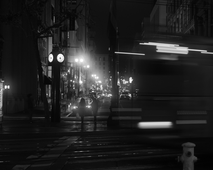 Streets of San Francisco, CA at night